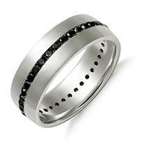 Platina channel herenring met zwarte diamant La Danza Notturna 