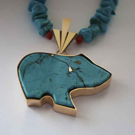 Turquoise Spirit Bear fetish necklace