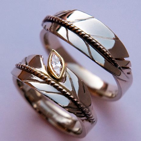 Feather wedding clearance ring