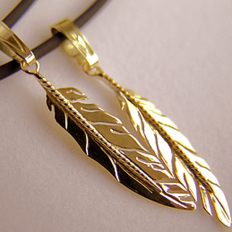 Manidoo migizi miigwan gold feather pendant