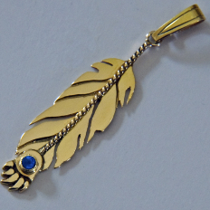 Manidoo migizi miigwan gold feather pendant