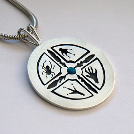 Sterling silver Native American Medicine Wheel design by ZhaawanArt Fisher Star Creations